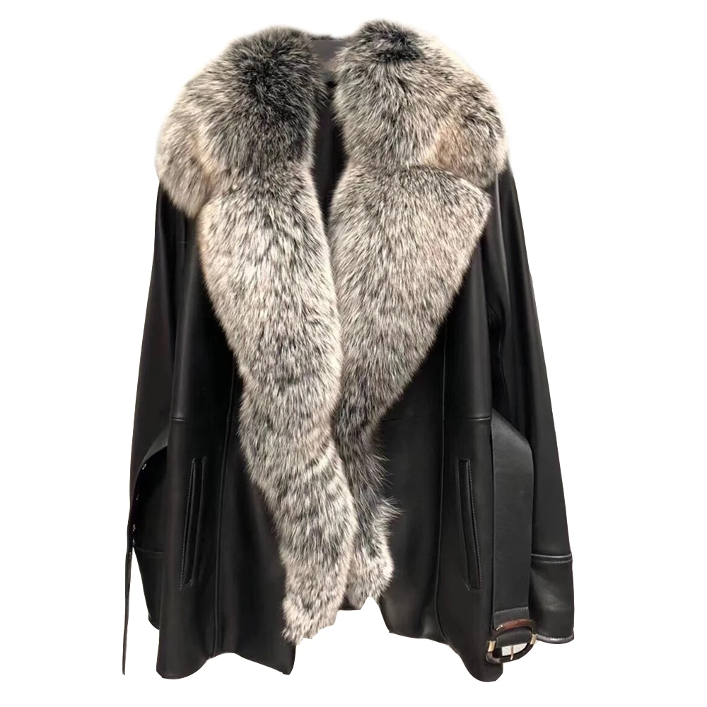 Annsirgra Real Fur Coat for Women Genuine Sheepskin Leather Jacket Natural Fox Fur Collar Thick Warm Outerwear Belt 2024 Winter
Annsirgra Real Fur Coat for Women Genuine Sheepskin Leather Jacket Natural Fox Fur Collar Thick Warm Outerwear Belt 2024 Winter