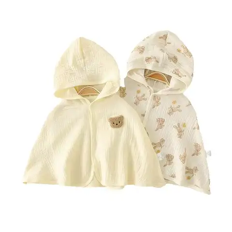 Baby Cloak Summer Sunscreen Outgoing Hooded Cloak Pure Cotton Gauze Breathable and Cute Baby Sunscreen Clothing New Summer