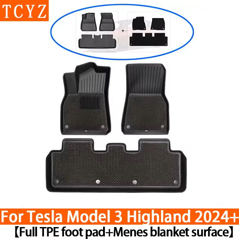  Коврики TPE с ковровым и вкладышем для Tesla Model 3 Highland 2024 2025, всепогодный нескользящий напольный коврик для спинки багажника
Коврики TPE с ковровым и вкладышем для Tesla Model 3 Highland 2024 2025, всепогодный нескользящий напольный коврик для спинки багажника