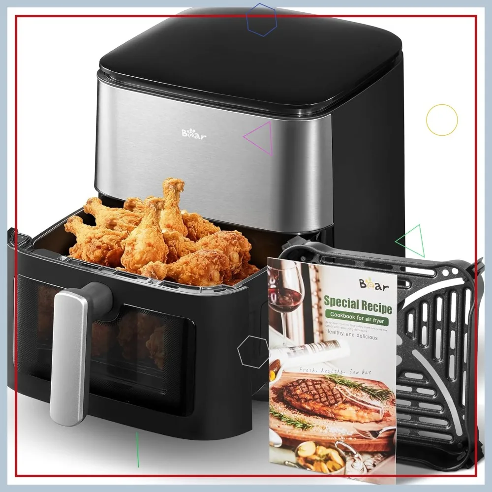 6.3QT Air Fryer with Smart Touchscreen, 4D Turbo Crisp, See-Through Window & Steam Function, 1600W, Dishwasher Safe Basket
6.3QT Air Fryer with Smart Touchscreen, 4D Turbo Crisp, See-Through Window & Steam Function, 1600W, Dishwasher Safe Basket