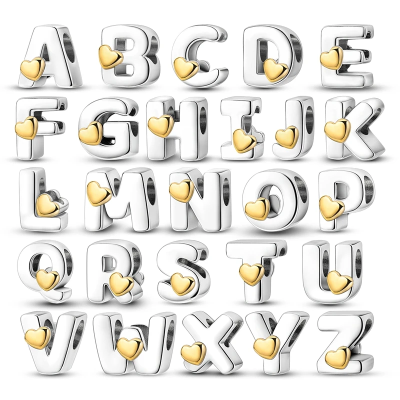925 Sterling Silver DIY Alphabet Charms Beads LOVE Heart Letter Fit Original Bracelet Bangle Necklace Jewelry Marking Gift
925 Sterling Silver DIY Alphabet Charms Beads LOVE Heart Letter Fit Original Bracelet Bangle Necklace Jewelry Marking Gift