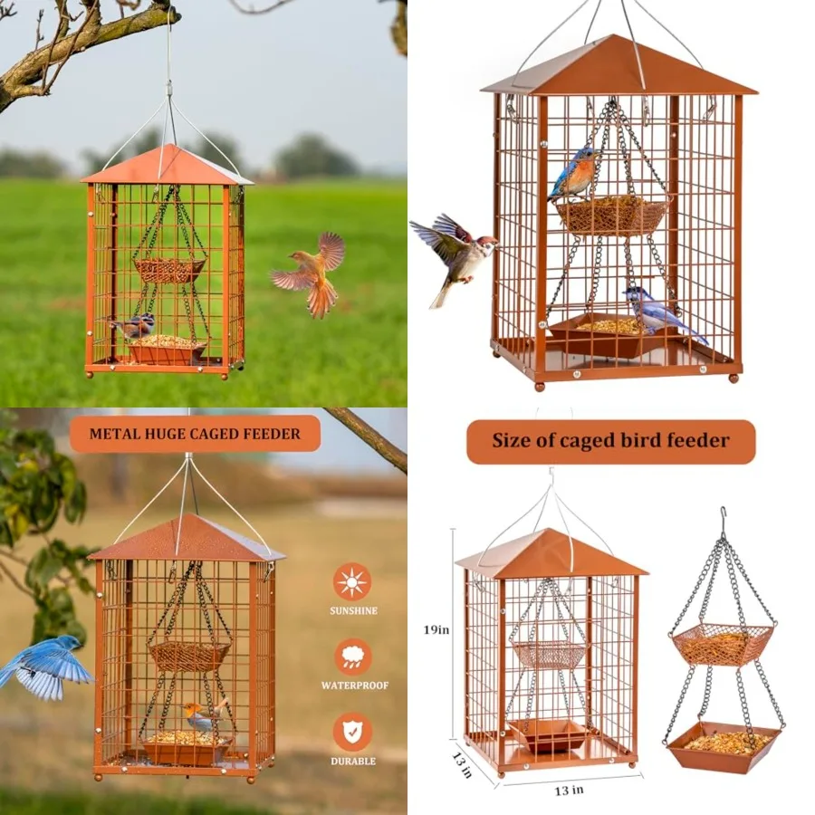 Mealworms Bird Feeders for birds - Metal - Huge Caged Squirrel-Proof Bird Feeders with 2 Cups, DIY Wild Bird Feeders Outdoor Ha
Mealworms Bird Feeders for birds - Metal - Huge Caged Squirrel-Proof Bird Feeders with 2 Cups, DIY Wild Bird Feeders Outdoor Ha