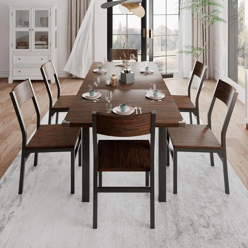 6-Person Dining Set with 63 Extendable Table and Chairs for Kitchen or Dining Room
6-Person Dining Set with 63 Extendable Table and Chairs for Kitchen or Dining Room