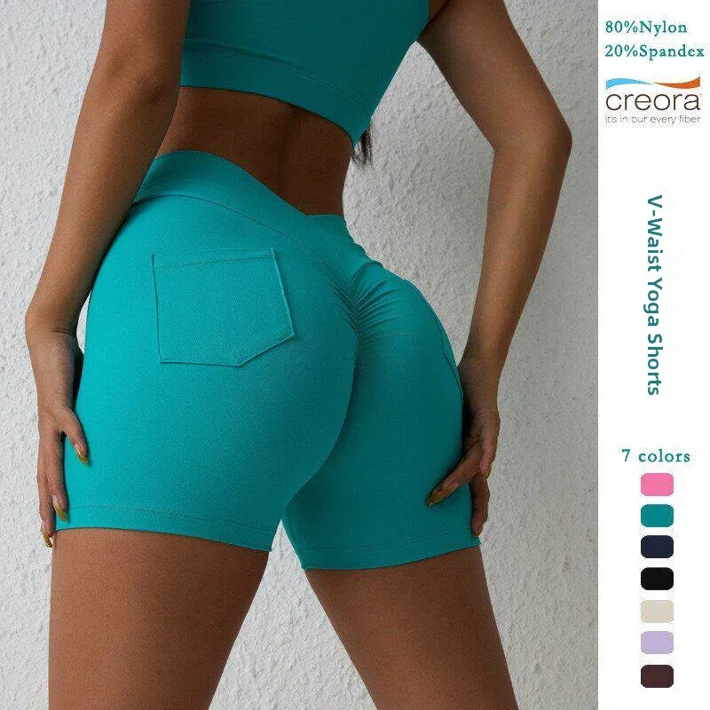 Quick Dry Yoga Shorts Women's V Waist Pleated Fitness Running Sports Shorts Nylon Elastic Fiber Breathable Sweat Absorbent
Quick Dry Yoga Shorts Women's V Waist Pleated Fitness Running Sports Shorts Nylon Elastic Fiber Breathable Sweat Absorbent