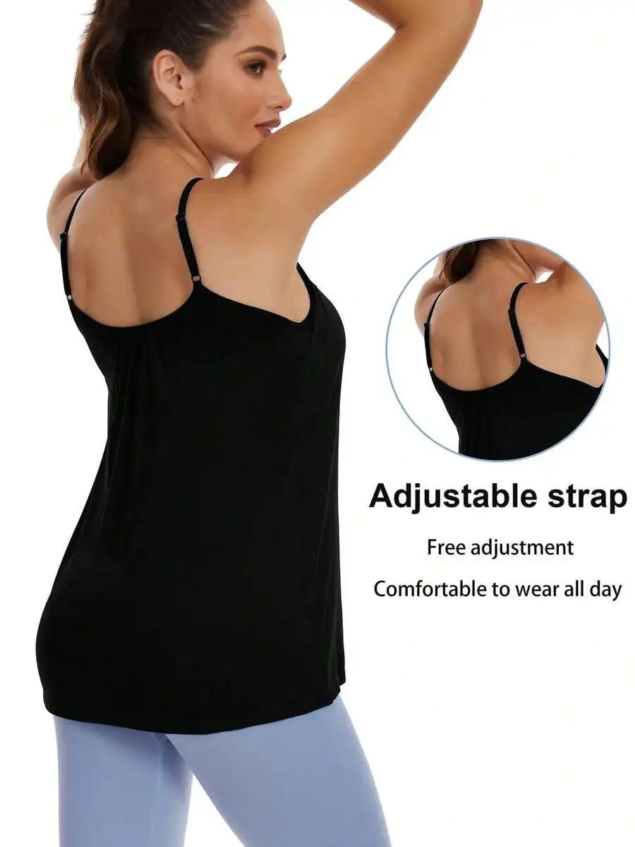 Plus Size Women Cami With Built-In Bra Flowy Tank Top Adjustable Spaghetti Strap Loose Summer Top
Plus Size Women Cami With Built-In Bra Flowy Tank Top Adjustable Spaghetti Strap Loose Summer Top