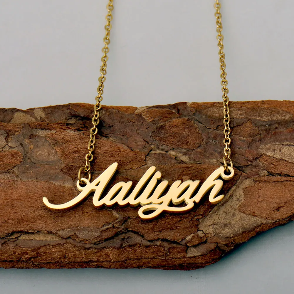 Aaliyah Cursive Letter Pendant Name Necklaces for Girls Gold Plated Stainless Steel Personalized Jewelry Gift
Aaliyah Cursive Letter Pendant Name Necklaces for Girls Gold Plated Stainless Steel Personalized Jewelry Gift
