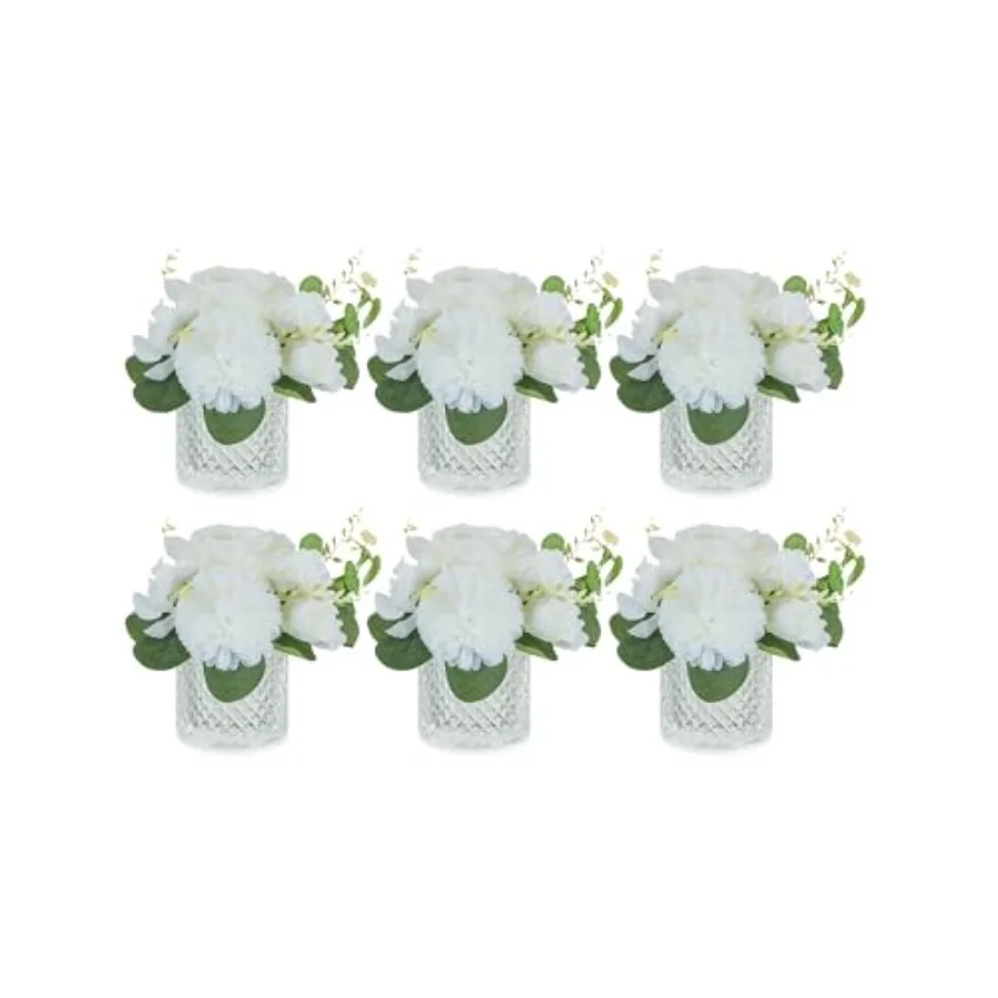 Small Fake Flower in Vase: 6 Pcs Silk Artificial Flowers with Glass Vases for Living Room Bathroom Office Decor - Faux Rose Mum
Small Fake Flower in Vase: 6 Pcs Silk Artificial Flowers with Glass Vases for Living Room Bathroom Office Decor - Faux Rose Mum