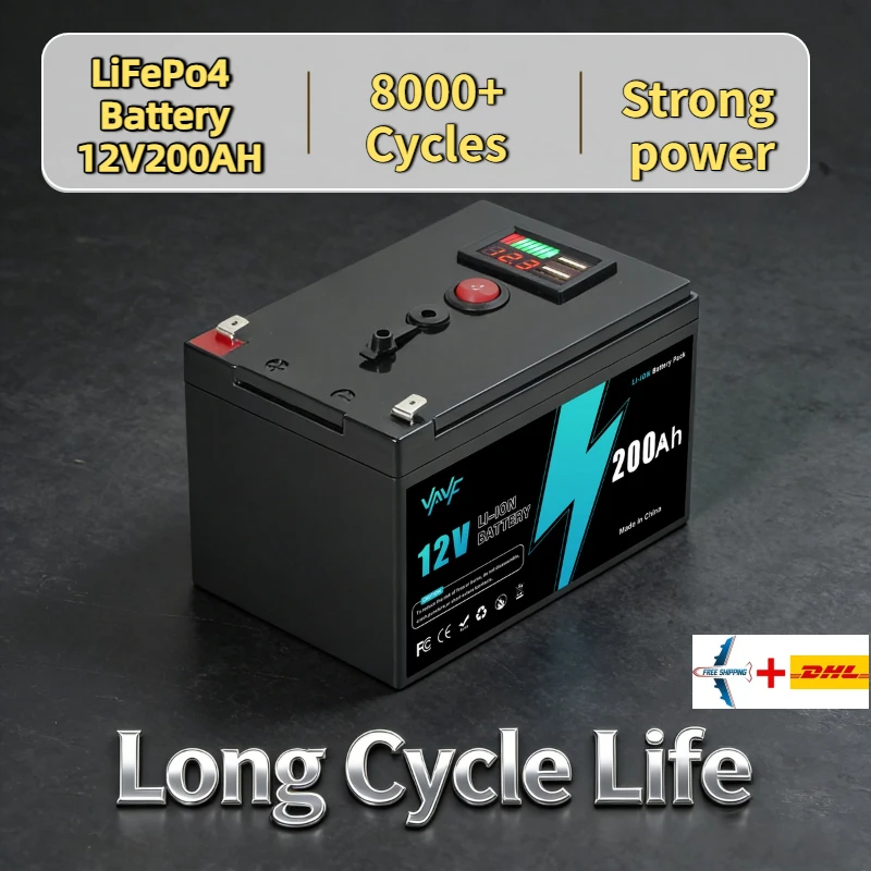 High-Capacity LiFePO4 12V200000mAH Battery with Built-in BMS-Solution for Solar PanelsMotorhomes, Yachts&Backup Power
High-Capacity LiFePO4 12V200000mAH Battery with Built-in BMS-Solution for Solar PanelsMotorhomes, Yachts&Backup Power