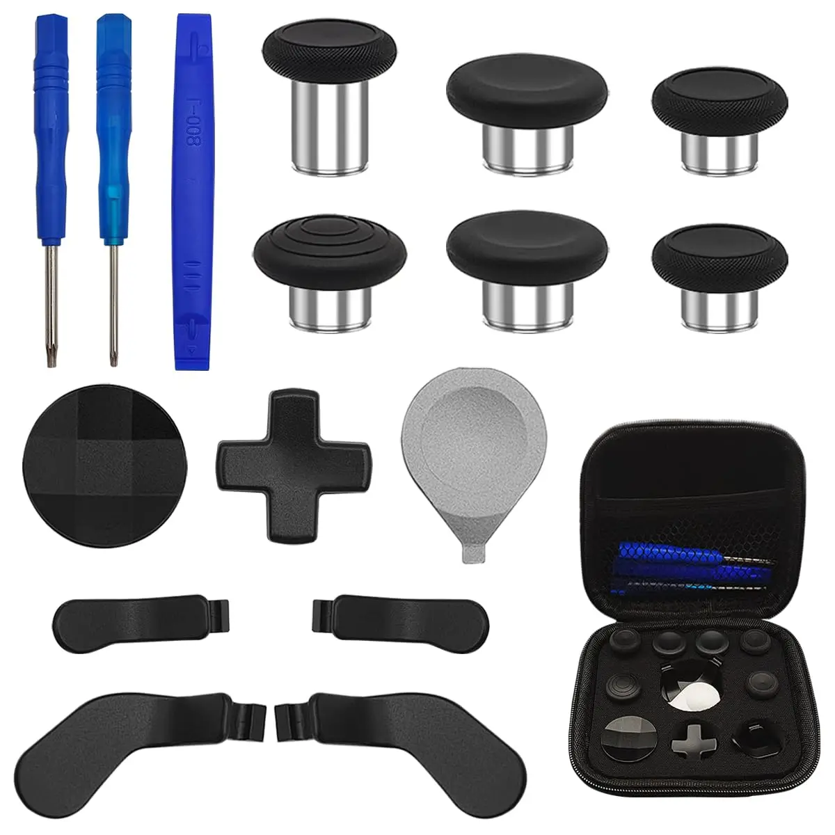 For Xbox One Elite Series 2 , Metal Thumbsticks with 6 Swap Joysticks, 2 D-Pads, 3 Screwdrivers, 4 Paddles, 1 Tool and 1 Bag
For Xbox One Elite Series 2 , Metal Thumbsticks with 6 Swap Joysticks, 2 D-Pads, 3 Screwdrivers, 4 Paddles, 1 Tool and 1 Bag