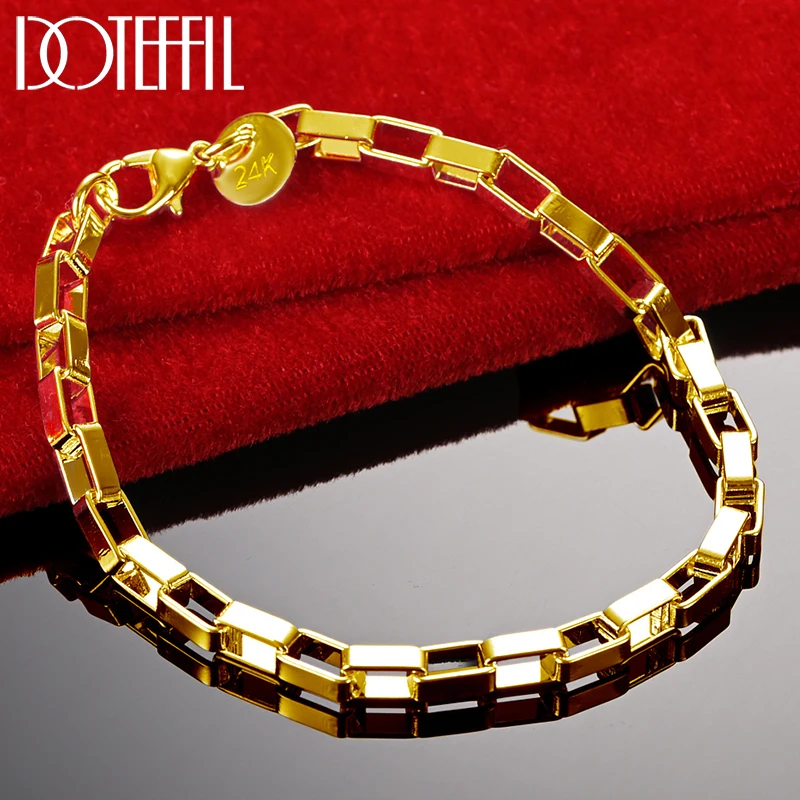 DOTEFFIL 18K Gold Big Long 5mm Box Chain Bracelet For Women Man Wedding Engagement Party Fashion Jewelry
DOTEFFIL 18K Gold Big Long 5mm Box Chain Bracelet For Women Man Wedding Engagement Party Fashion Jewelry
