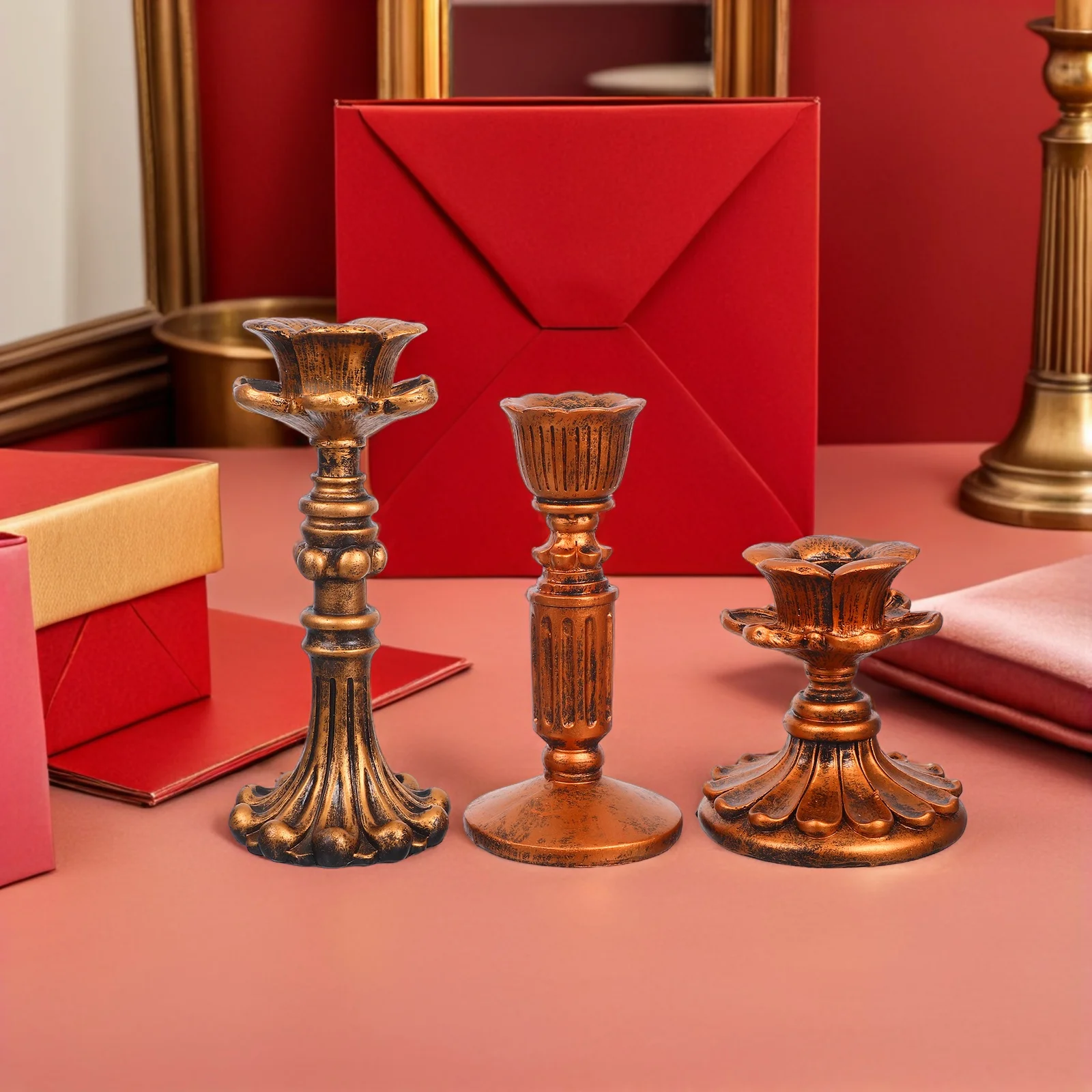 3pcs Vintage Candlestick Holders Rustic Resin Taper Stands Decorative Wedding Table Centerpiece Mantel Decor Metal
3pcs Vintage Candlestick Holders Rustic Resin Taper Stands Decorative Wedding Table Centerpiece Mantel Decor Metal