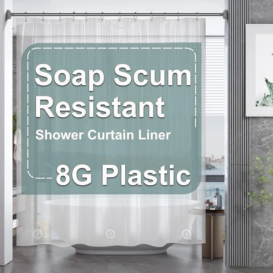 Plastic Shower Curtain 84 Inches Long, 72 x 84 Clear Weighted Extra Long Shower Curtain, PE A Hea y Duty Tall Bathroom Curtains 
Plastic Shower Curtain 84 Inches Long, 72 x 84 Clear Weighted Extra Long Shower Curtain, PE A Hea y Duty Tall Bathroom Curtains