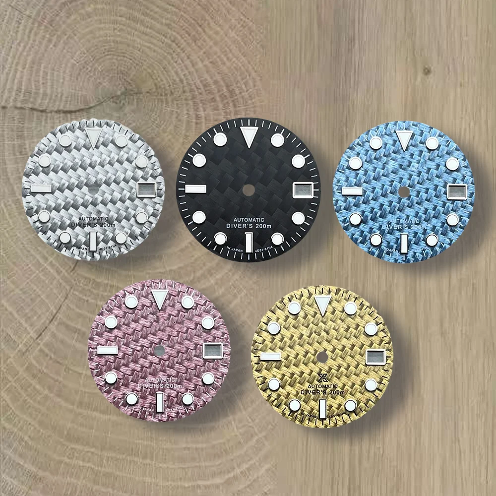 28.5mm S Logo Carbon Fiber Dial Fit NH35/NH36/4R/7S Movement Green Luminous Diving High-Quality Watch Modification Accessories
28.5mm S Logo Carbon Fiber Dial Fit NH35/NH36/4R/7S Movement Green Luminous Diving High-Quality Watch Modification Accessories