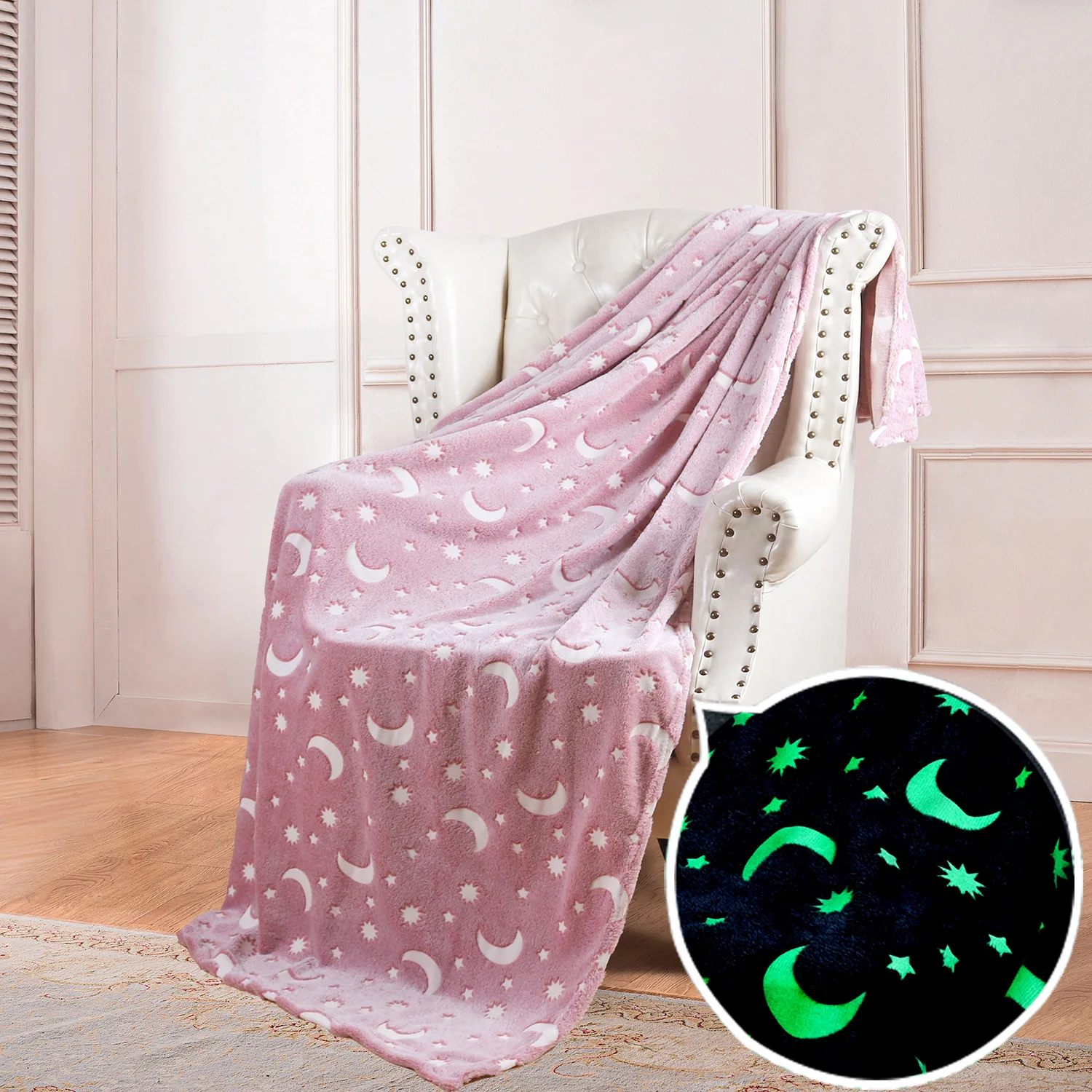 Household Flannel Luminous Blanket Fluorescent Offset Printing Carpet Conditioning Quilt Summer Towel For Children Moon Pattern
Household Flannel Luminous Blanket Fluorescent Offset Printing Carpet Conditioning Quilt Summer Towel For Children Moon Pattern