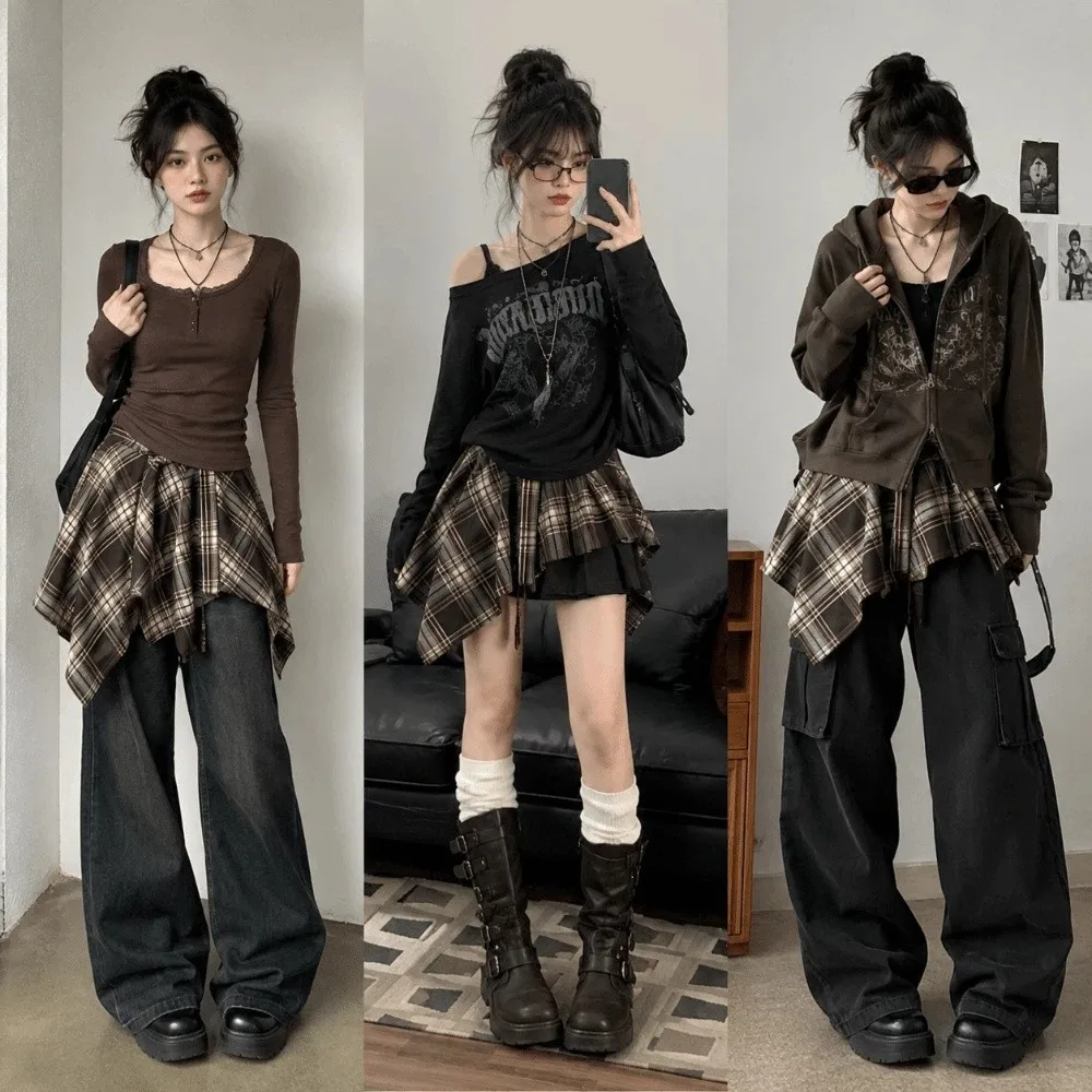 Y2K Irregular Plaid Skirt Underskirt Vintage Grid Wrap Skirt Lace Up Hip-hop A-line Shortskirt Cool Girls
Y2K Irregular Plaid Skirt Underskirt Vintage Grid Wrap Skirt Lace Up Hip-hop A-line Shortskirt Cool Girls