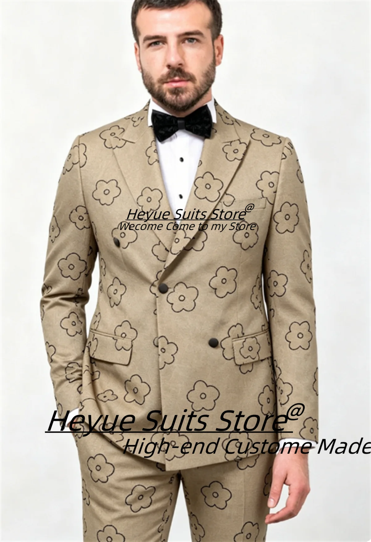 High-qublity Khaki Floral Printed Men Double Breasted Men Suits Customized Slim Fit Peak Lapel Groom Wedding Tuxedos 2 PCS Sets
High-qublity Khaki Floral Printed Men Double Breasted Men Suits Customized Slim Fit Peak Lapel Groom Wedding Tuxedos 2 PCS Sets