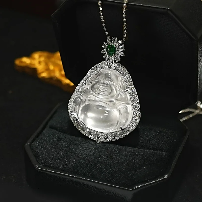 New 925 Silver Buddha Pendant with Water Foam Jade, New Chinese Style Quartz Rock Jade, Pure Silver Jade Necklace, Jewelry
New 925 Silver Buddha Pendant with Water Foam Jade, New Chinese Style Quartz Rock Jade, Pure Silver Jade Necklace, Jewelry