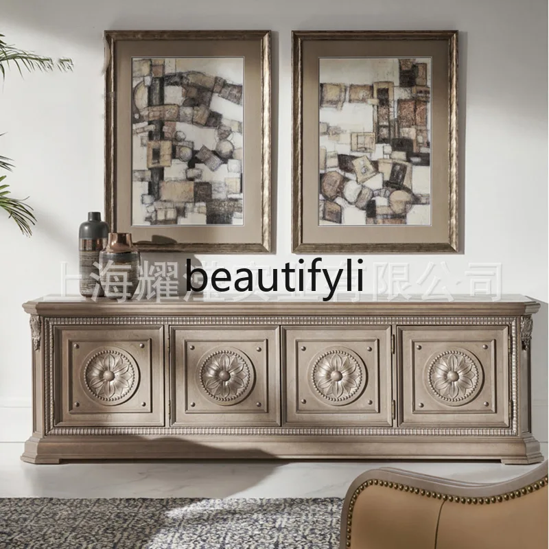 American Light Luxury Solid Wood Carved Modern Minimalist Champagne Gold French Country Vintage Distressed TV Cabinet 
American Light Luxury Solid Wood Carved Modern Minimalist Champagne Gold French Country Vintage Distressed TV Cabinet