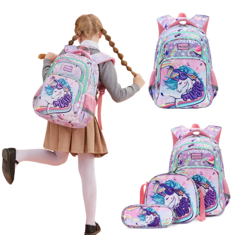 School Backpack For Girls Colorful Unicorn Print Spine Protection Large Capacity Backpack Pencil Case Lunch Bag Set For Students
School Backpack For Girls Colorful Unicorn Print Spine Protection Large Capacity Backpack Pencil Case Lunch Bag Set For Students