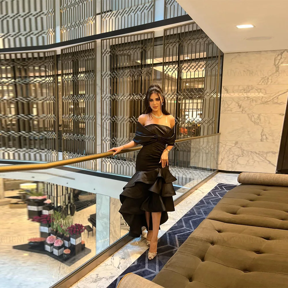 MOLISA Customized Black Simple Jersey Mermaid Evening Dress Sleeveless Ruffles Sweep Train Party Dress Tea-Length Prom Gown
MOLISA Customized Black Simple Jersey Mermaid Evening Dress Sleeveless Ruffles Sweep Train Party Dress Tea-Length Prom Gown