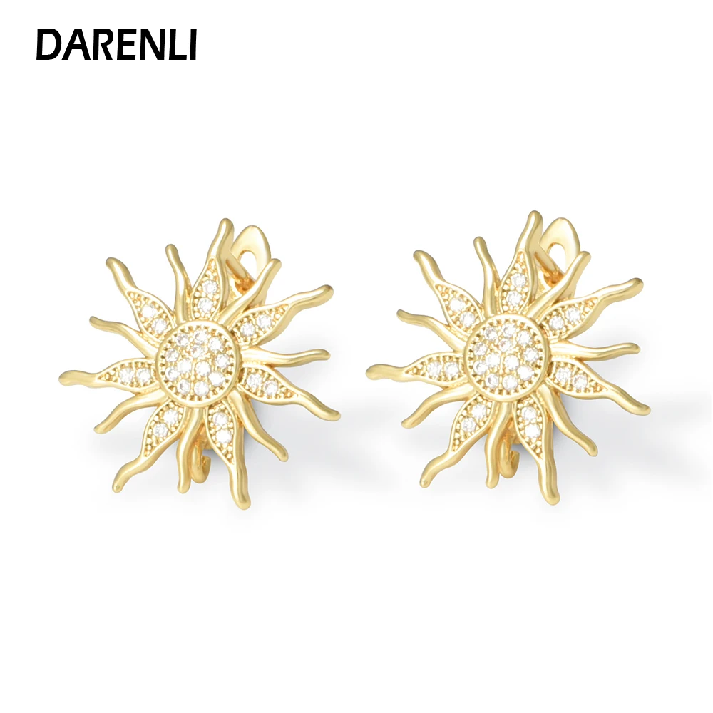 DARENLI 1 Pair 18K Gold/Rhodium Plated Brass With Zircon Sun Flower Earrings Hooks DIY Jewelry Making Accessories Hypoallergenic
DARENLI 1 Pair 18K Gold/Rhodium Plated Brass With Zircon Sun Flower Earrings Hooks DIY Jewelry Making Accessories Hypoallergenic