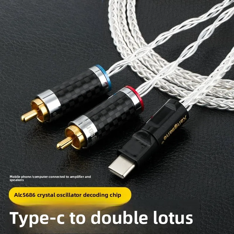 Type-C to Dual Lotus Audio Cable, Silver-Plated Android Phone to 2RCA Speaker Wire
Type-C to Dual Lotus Audio Cable, Silver-Plated Android Phone to 2RCA Speaker Wire
