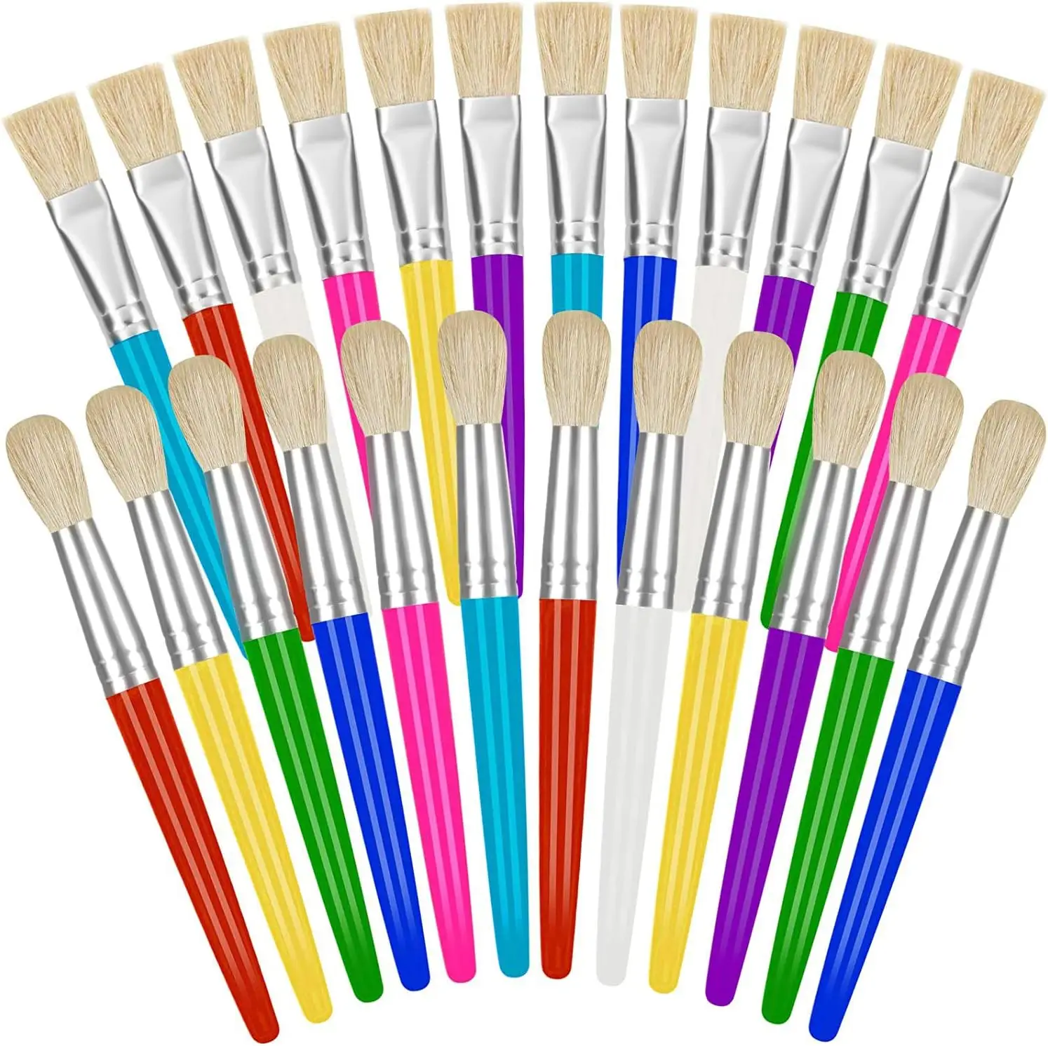 24 Pcs Paint Brushes for Kids Bulk with Round and Flat Tips, Easy Clean Toddler Brushes for Acrylic Watercolor
24 Pcs Paint Brushes for Kids Bulk with Round and Flat Tips, Easy Clean Toddler Brushes for Acrylic Watercolor
