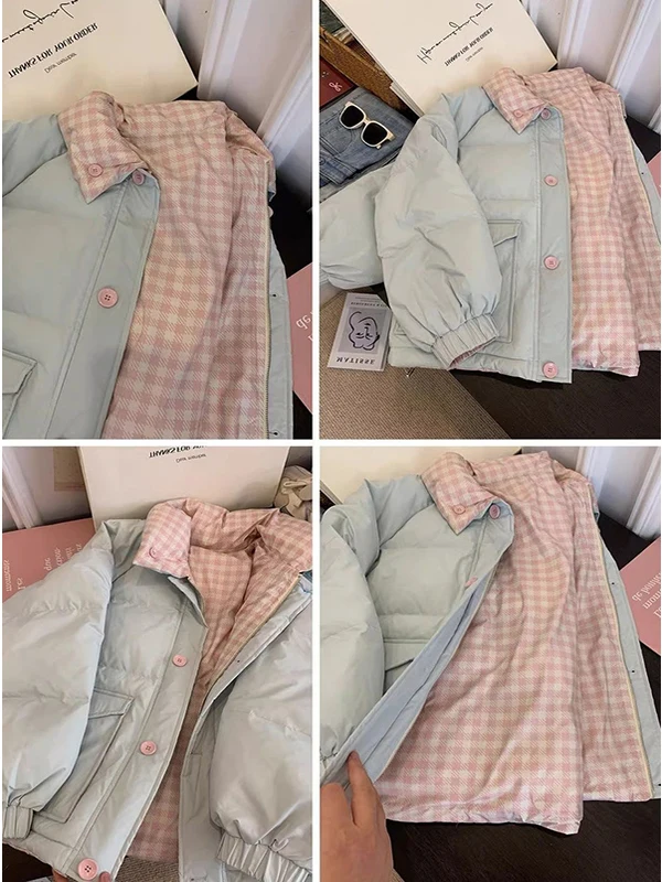 Double-Sided Wear Plaid Cotton Jacket Fashionable Lazy Korean Style Warm Student Zipper Splice Thickened Long Sleeve Coat
Double-Sided Wear Plaid Cotton Jacket Fashionable Lazy Korean Style Warm Student Zipper Splice Thickened Long Sleeve Coat