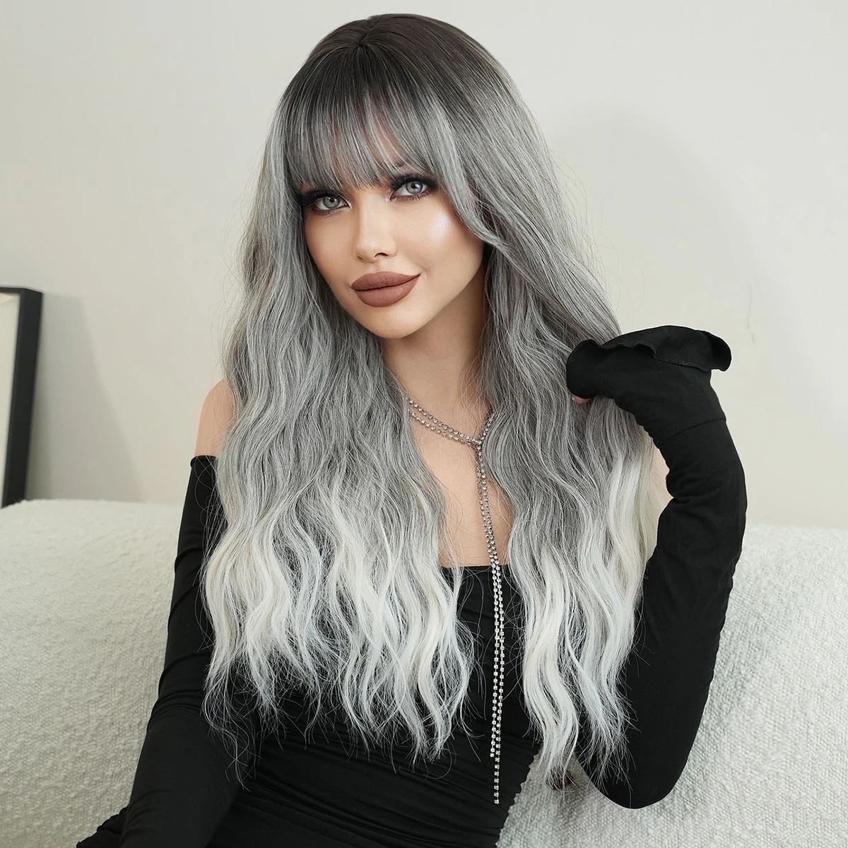 7JHH WIGS Long Water Wave Ombre Grey Wigs with Air Bangs High Density Fluffy Synthetic Hair Wigs for Women Party Use
7JHH WIGS Long Water Wave Ombre Grey Wigs with Air Bangs High Density Fluffy Synthetic Hair Wigs for Women Party Use