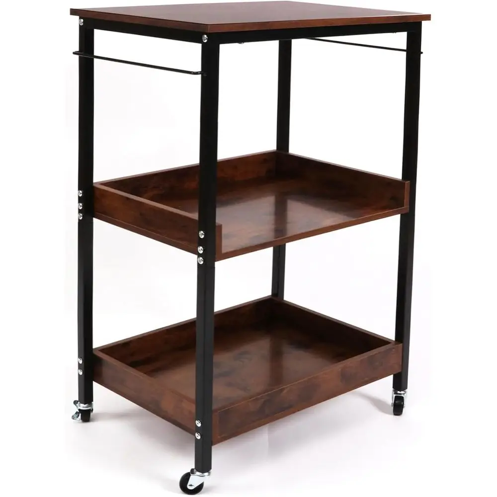 3-Tier Wooden Rolling Utility Cart with Table Top - Kitchen Storage Stand, Wheels, and Mesh Shelves (Brown)
3-Tier Wooden Rolling Utility Cart with Table Top - Kitchen Storage Stand, Wheels, and Mesh Shelves (Brown)