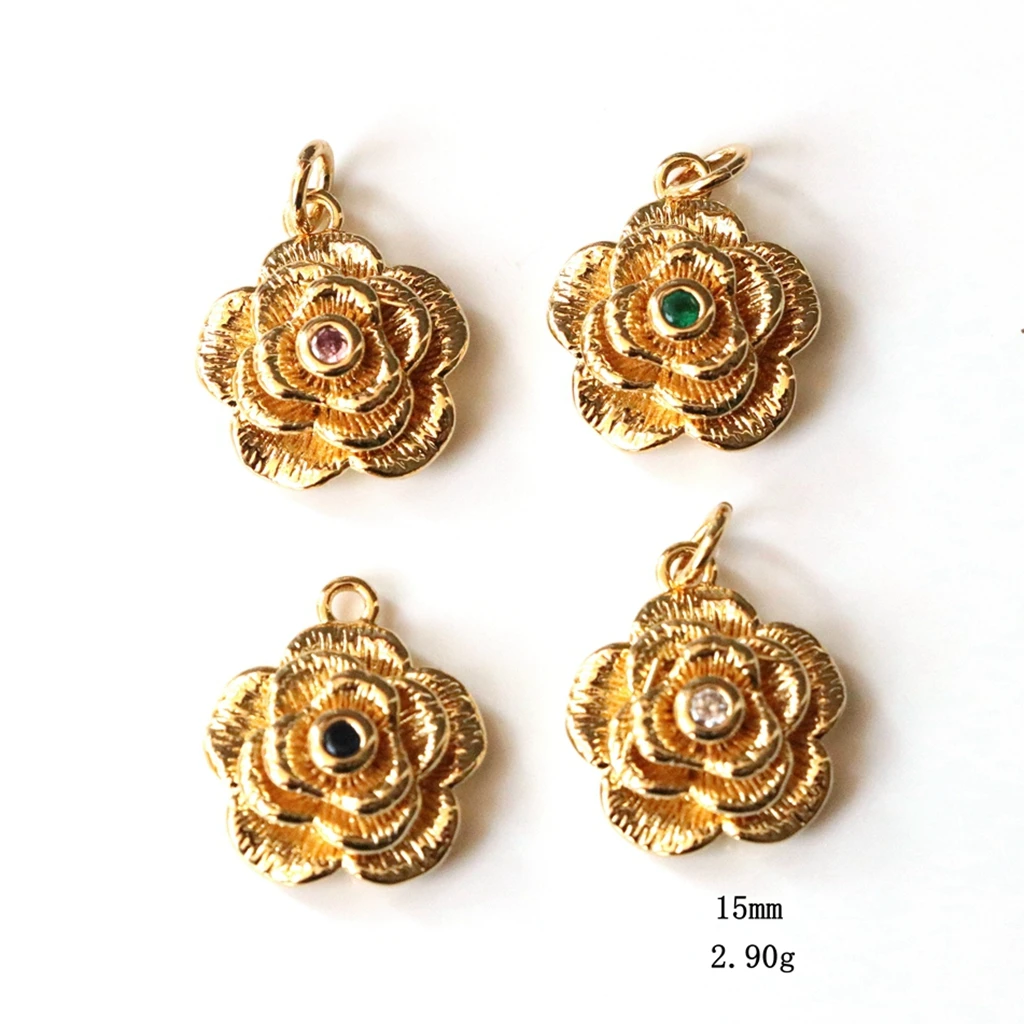 4Pcs/15mm18K Gold Plated Rose Flower Shape Charms Pendants,For Jewelry Making DIY Earring Bracelet Necklace Fittings Supplies
4Pcs/15mm18K Gold Plated Rose Flower Shape Charms Pendants,For Jewelry Making DIY Earring Bracelet Necklace Fittings Supplies