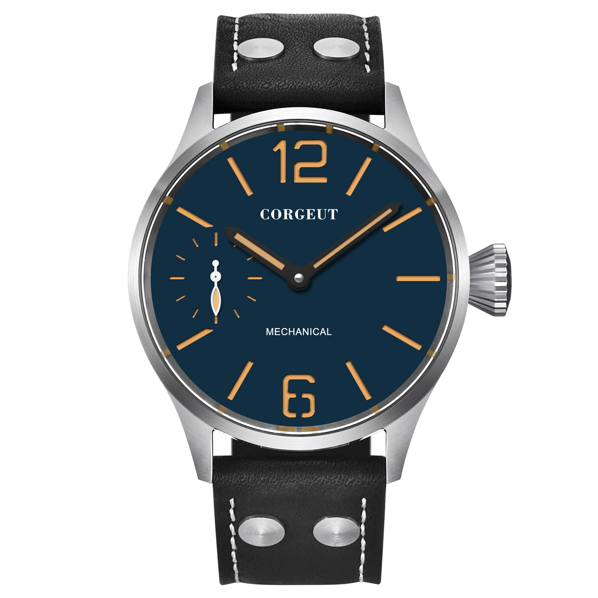44mmCorgeut ST3600 Manual Mechanical Men's Watch Blue Black dial Leather strap watch waterproof Sapphire Mirror Sports Watch
44mmCorgeut ST3600 Manual Mechanical Men's Watch Blue Black dial Leather strap watch waterproof Sapphire Mirror Sports Watch
