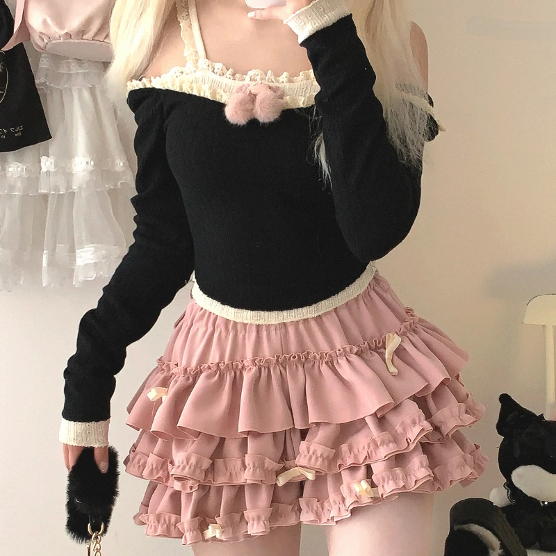 Kawaii Off Shoulder T-Shirt Women Chic Lace Patchwork Harajuku Grunge Y2k Tops Japanese Sweet Solid Color Long Sleeve Tees 2024
Kawaii Off Shoulder T-Shirt Women Chic Lace Patchwork Harajuku Grunge Y2k Tops Japanese Sweet Solid Color Long Sleeve Tees 2024