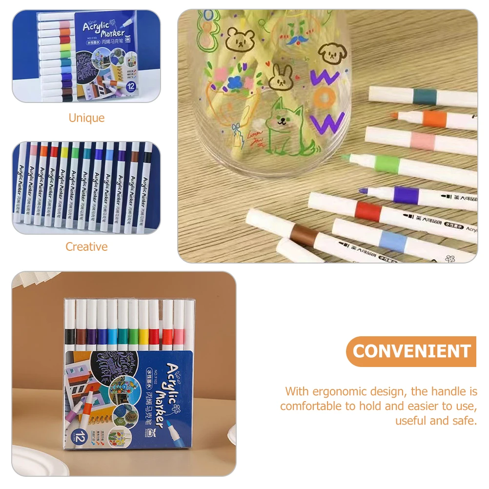 12Pcs Professional Grade Acrylic Paint Pens Smooth Flow Multipurpose Markers for DIY Projects Journaling Noting Signing Portable
12Pcs Professional Grade Acrylic Paint Pens Smooth Flow Multipurpose Markers for DIY Projects Journaling Noting Signing Portable