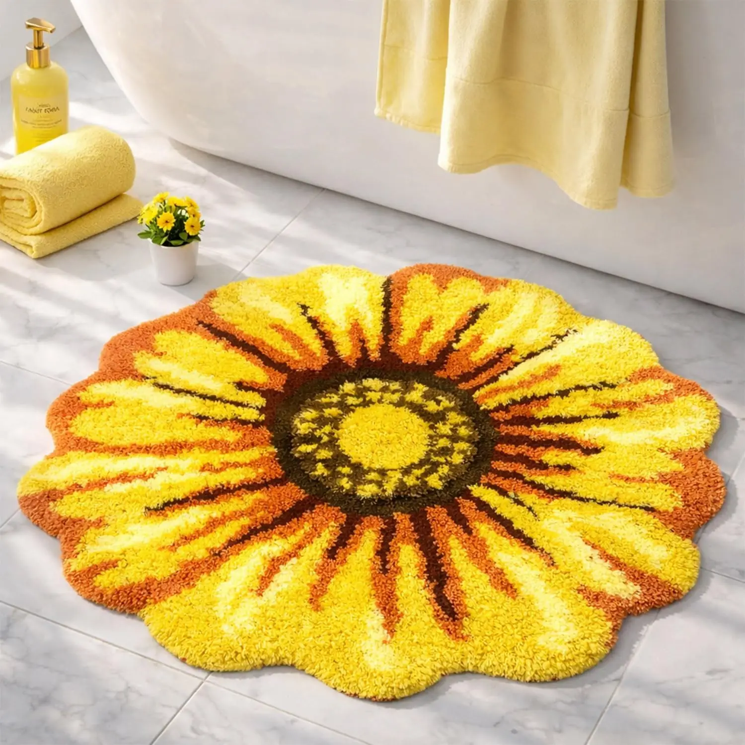 Yellow Flowers Bath Rug, Floral Mat for Bathroom, Non-Slip Floor Mats, Sunflower Washable Microfiber Flower Carpet for L
Yellow Flowers Bath Rug, Floral Mat for Bathroom, Non-Slip Floor Mats, Sunflower Washable Microfiber Flower Carpet for L