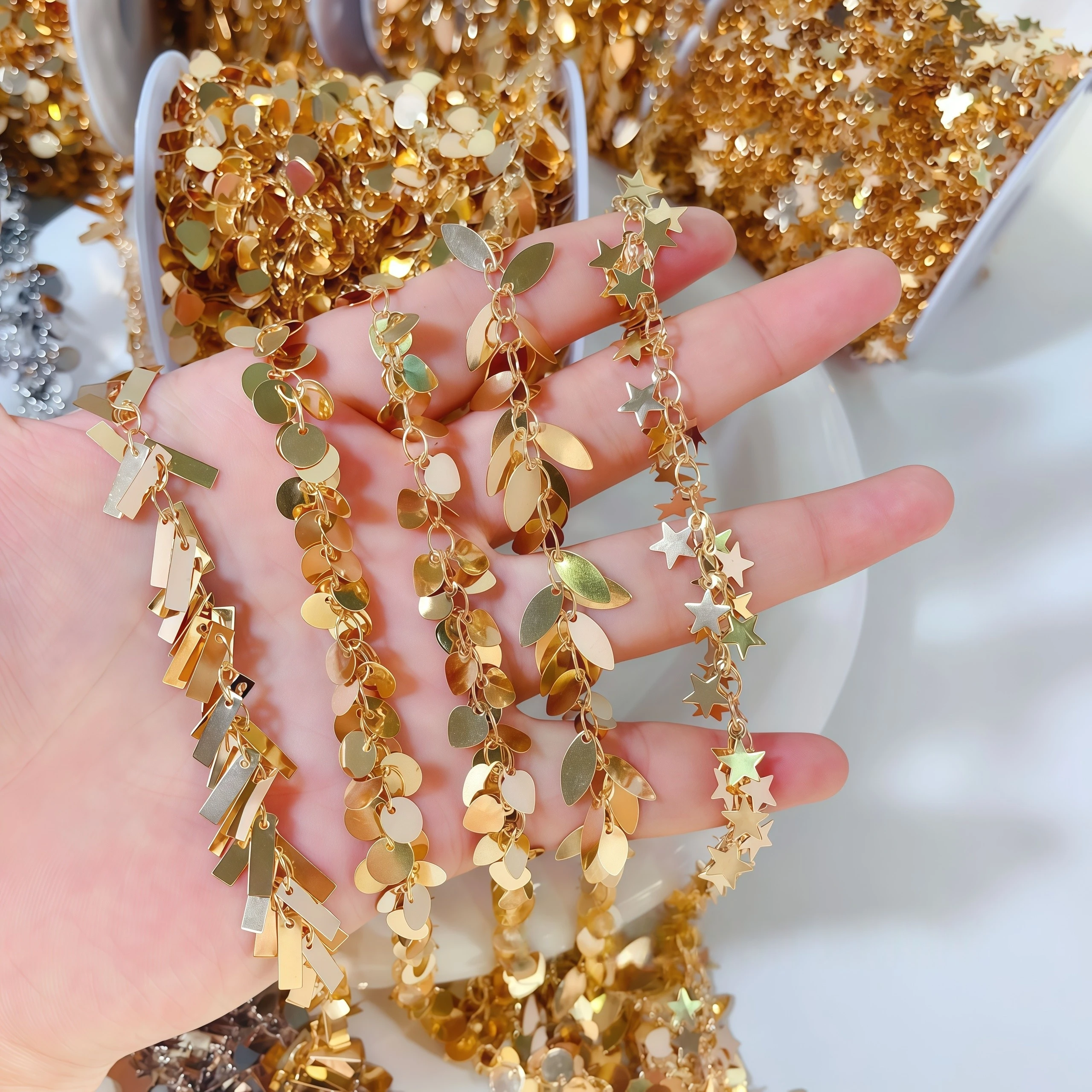 Jewelry Accessories Diy Copper Chain Multi-layer Wheat Tassels Starry Sky Chain Earrings Performance Costume Making Material
Jewelry Accessories Diy Copper Chain Multi-layer Wheat Tassels Starry Sky Chain Earrings Performance Costume Making Material