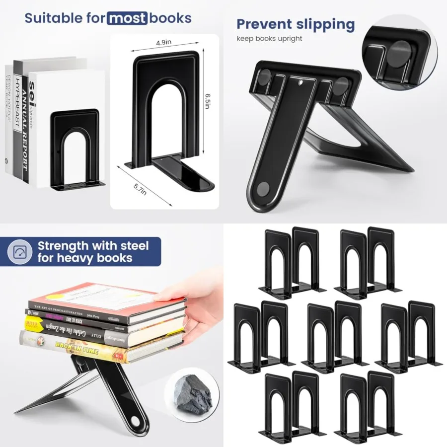 Book Ends, Non-Skid Metal Bookend Supports for Shelves, Heavy Duty Book End, Office Book Stopper, 6 x 5 x 6 Inch, 14 Pieces/ 7
Book Ends, Non-Skid Metal Bookend Supports for Shelves, Heavy Duty Book End, Office Book Stopper, 6 x 5 x 6 Inch, 14 Pieces/ 7