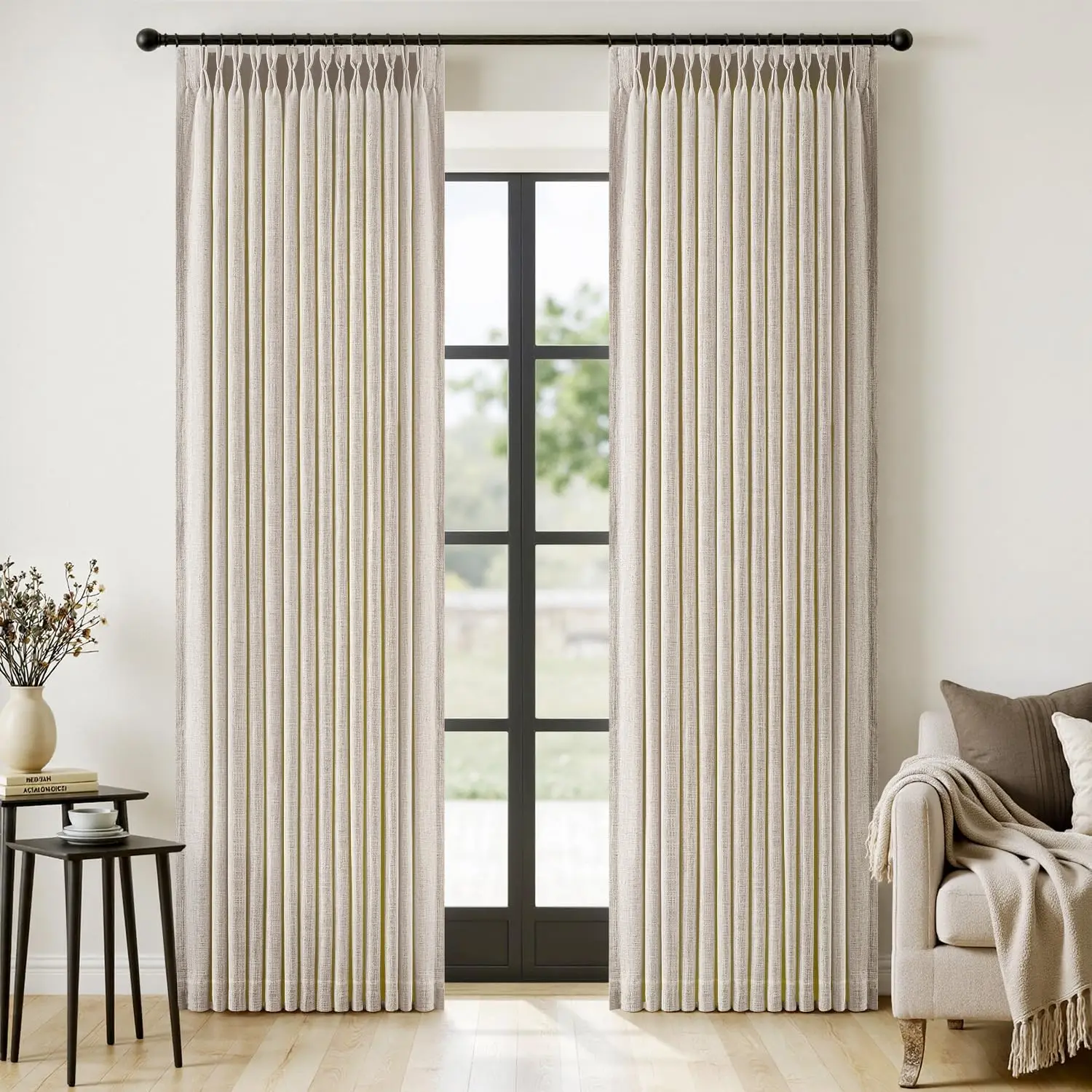 Pinch Pleated Linen Curtains 84 Inches Long 2 Panels for Living Room Bedroom, Thick Privacy Drapes with Back Tab
Pinch Pleated Linen Curtains 84 Inches Long 2 Panels for Living Room Bedroom, Thick Privacy Drapes with Back Tab