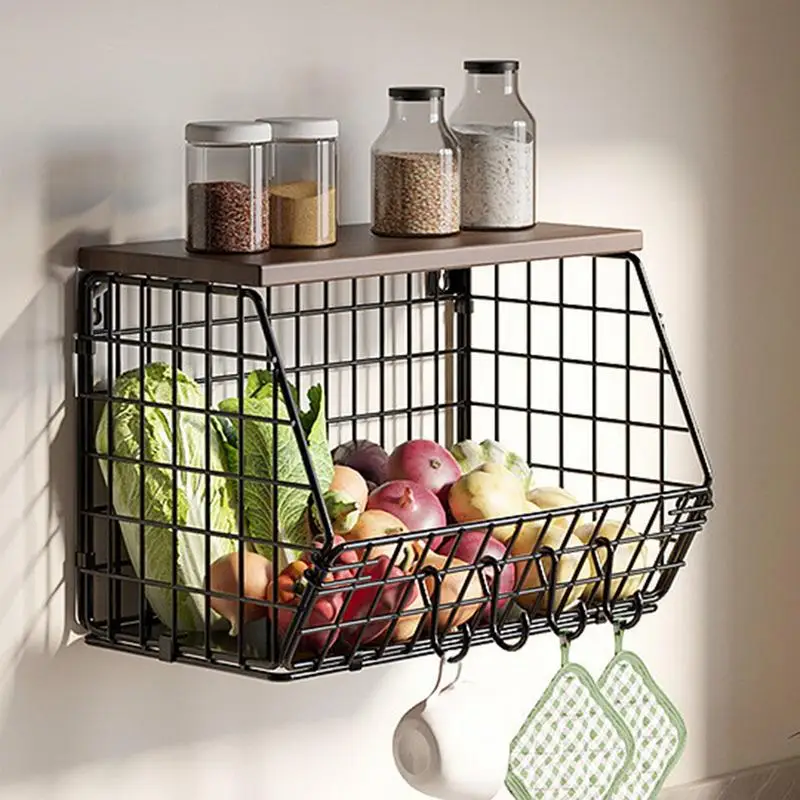 Fruit Vegetable Basket Snack Organizer Wall Mount Kitchen Basket Metal Storage Basket With Hook Countertop Storage Organizer
Fruit Vegetable Basket Snack Organizer Wall Mount Kitchen Basket Metal Storage Basket With Hook Countertop Storage Organizer