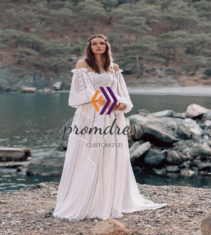 Viking Inspired Elven Wedding Dress Off Shoulder Lace Long Sleeve Chiffon Beach Bridal Dress 2025 Elf Whimsical Bride Dress Chic
Viking Inspired Elven Wedding Dress Off Shoulder Lace Long Sleeve Chiffon Beach Bridal Dress 2025 Elf Whimsical Bride Dress Chic