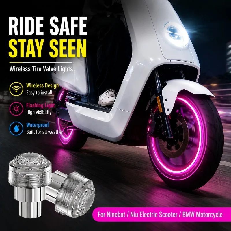 Waterproof Motorcycle LED Valve Stem Cap Wheel Light Wireless E-Bike Motion Sensor Tire Warning Lamp Neon Atmosphere for Scooter
Waterproof Motorcycle LED Valve Stem Cap Wheel Light Wireless E-Bike Motion Sensor Tire Warning Lamp Neon Atmosphere for Scooter