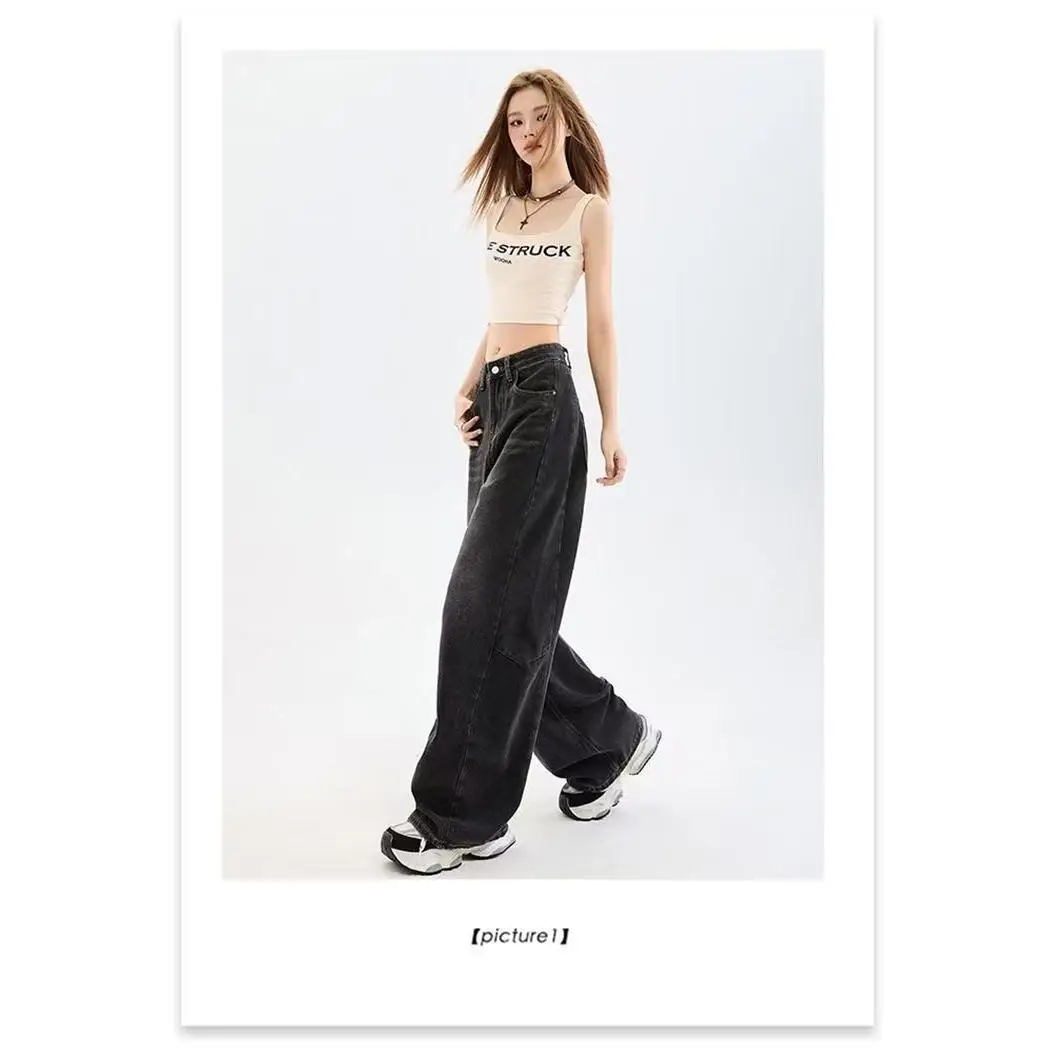 2026 New Black Grey American Wide Leg Denim Jeans Women Loose Slimming Design Straight Long Pants Casual Style Natural Waist
2026 New Black Grey American Wide Leg Denim Jeans Women Loose Slimming Design Straight Long Pants Casual Style Natural Waist