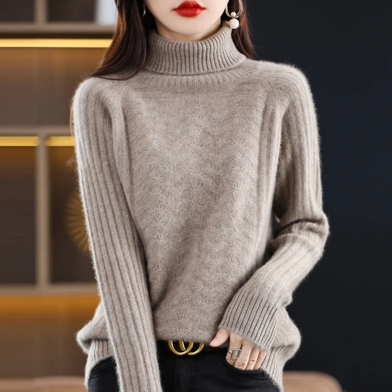 Cashmere sweater women's high collar women's sweater knitting long sleeve pullover 100% pure wool Korean fashion women's top
Cashmere sweater women's high collar women's sweater knitting long sleeve pullover 100% pure wool Korean fashion women's top