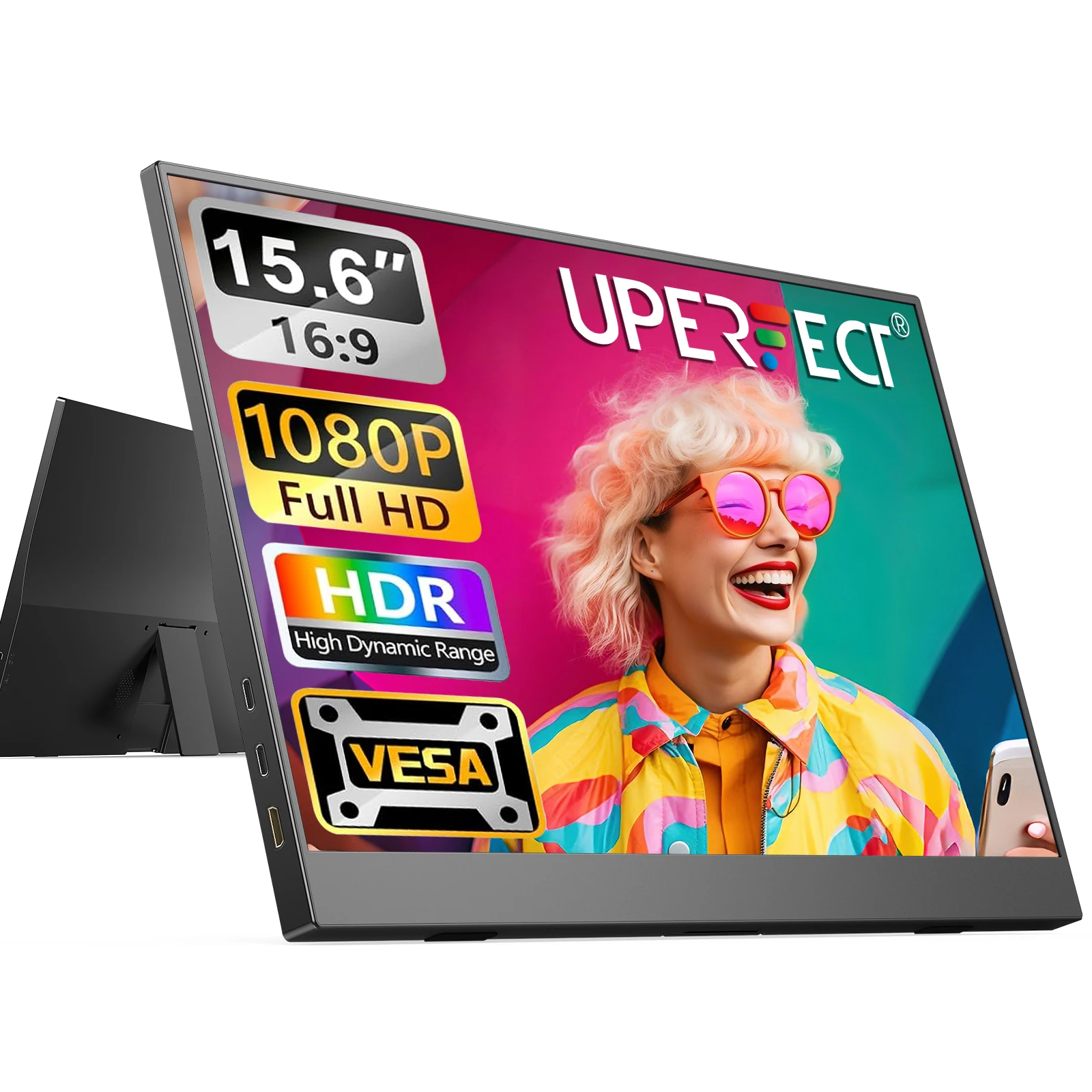 UPERFECT 15.6 Inch Portable Monitor For Laptop FHD 1080P Computer Display Ultra-Thin Travel Second Screen Compatible With Mac PC