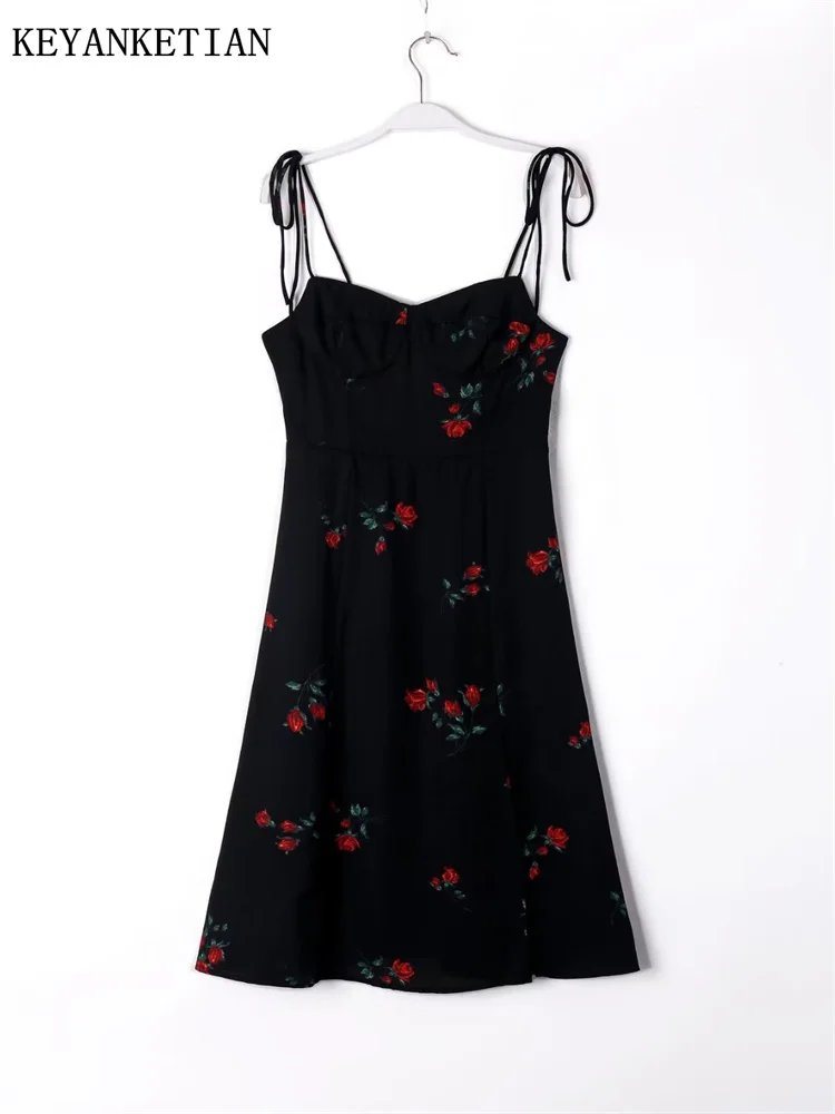 KEYANKETIAN Summer New Women's Floral Print Sling Dress French Slim-Fit Sleeveless Heart-Shaped Neck High Waist Slit Dresses
KEYANKETIAN Summer New Women's Floral Print Sling Dress French Slim-Fit Sleeveless Heart-Shaped Neck High Waist Slit Dresses