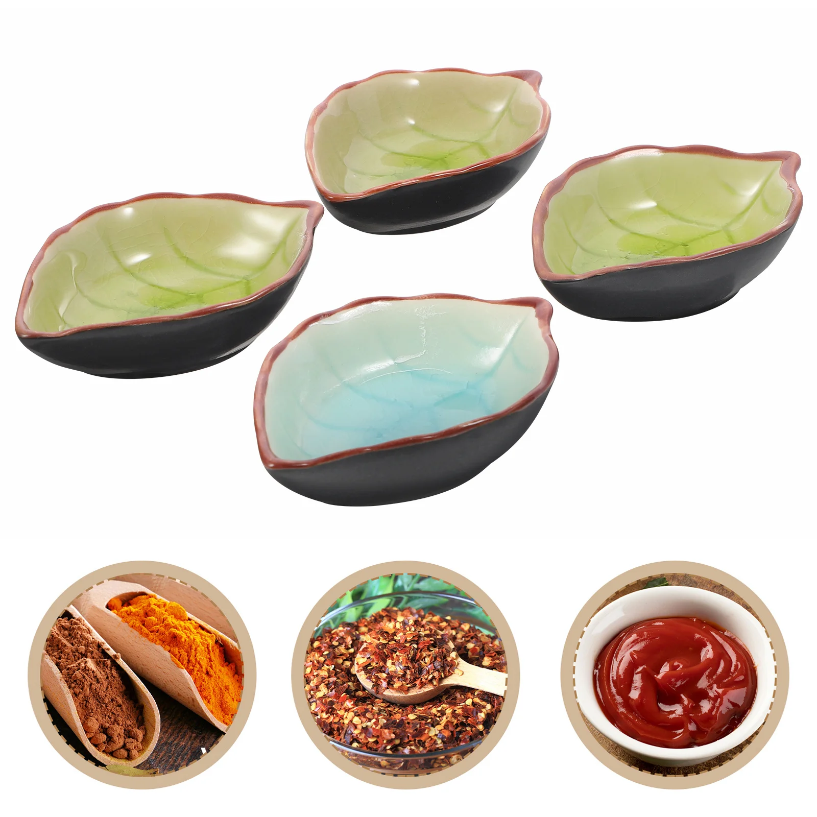 4Pcs Cracked Glaze Ceramic Plate Mini Dessert Tray Leaf Shape Appetizer Plate for Sauce Seasoning Dipping Bowls Snack Fruit
4Pcs Cracked Glaze Ceramic Plate Mini Dessert Tray Leaf Shape Appetizer Plate for Sauce Seasoning Dipping Bowls Snack Fruit