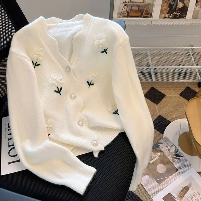 Women's Blue V-Neck Embroidered Three-Dimensional Flower Sweater Japanese Casual College Style Design Short Loose Cardigan Top
Women's Blue V-Neck Embroidered Three-Dimensional Flower Sweater Japanese Casual College Style Design Short Loose Cardigan Top