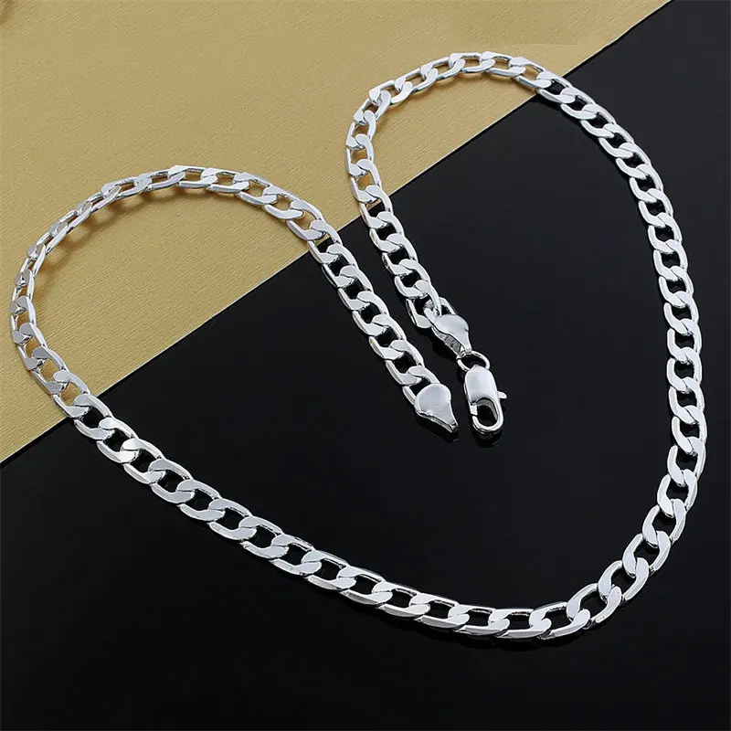Fashion 8MM 925 Sterling Silver 16-30 Inches Side Chain Necklace For Women Men Charm Wedding Jewelry Accessories Wholesale Punk
Fashion 8MM 925 Sterling Silver 16-30 Inches Side Chain Necklace For Women Men Charm Wedding Jewelry Accessories Wholesale Punk