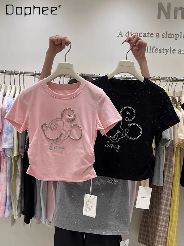 Short-sleeved T-shirt Women's Tee 2025 Summer New European Goods Heavy Industry Beads Cartoon Pattern Short Top Y2k Top
Short-sleeved T-shirt Women's Tee 2025 Summer New European Goods Heavy Industry Beads Cartoon Pattern Short Top Y2k Top