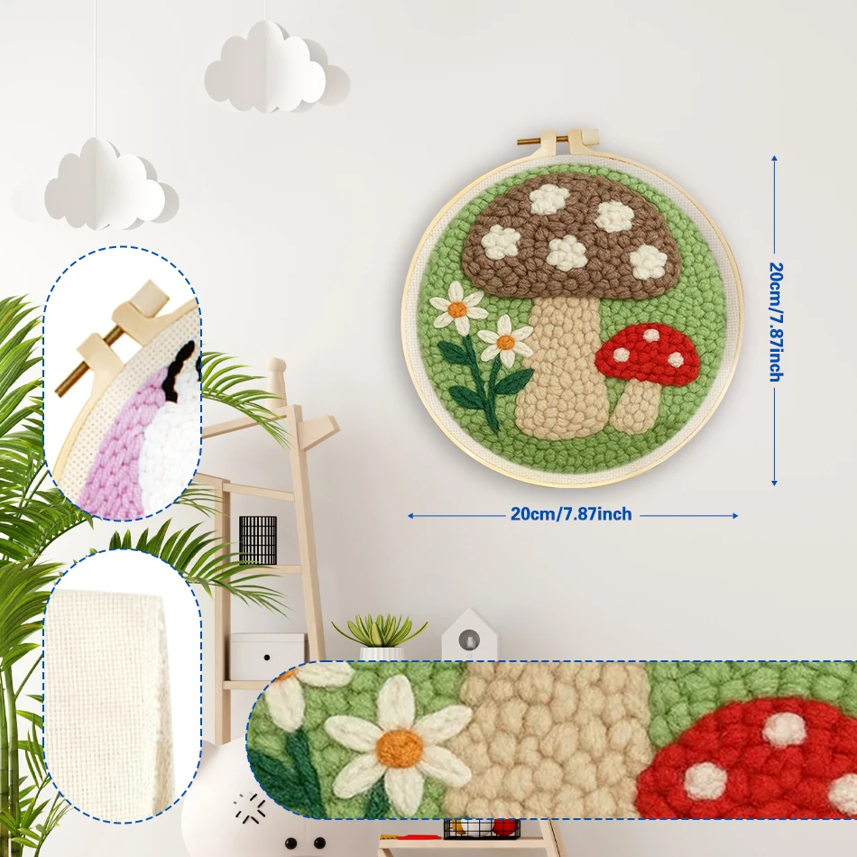 GATYZTORY embroidery punch needle starter kit mushroom Yarn Diy Set Sewing accessories 20x20cm with frame package Wall Art Decor
GATYZTORY embroidery punch needle starter kit mushroom Yarn Diy Set Sewing accessories 20x20cm with frame package Wall Art Decor